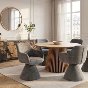 Scaun pivotant AMBIENTO tesatura Chenille gri - Img 5