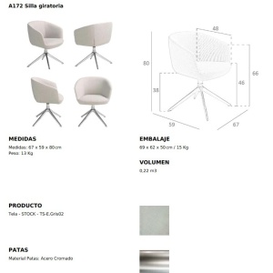 Scaun pivotant design modern Gris claro - Img 6