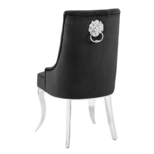 Set 2 scaune Modern Barock, argintiu/ catifea neagra - Img 3