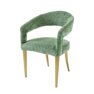 Set 2 scaune, Stofa Structurata, Verde, Metal, Auriu, BOUTIQUE, A-45924 VC