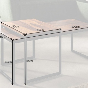 Set de 2 masute design industrial Elements Long Sheesham - Img 6