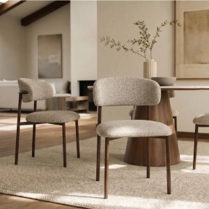 Set de 2 scaune BELLANO, material texturat taupe bej