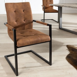 Set de 2 scaune cu brate, design industrial style, Oxford coniac A-36959 VC - Img 5