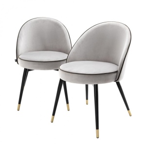 Set de 2 scaune elegante design LUX Cooper, catifea gri deschis 113124 HZ