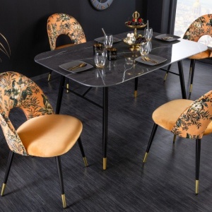 Set de 2 scaune moderne tapitate cu model floral Boutique galben - Img 7