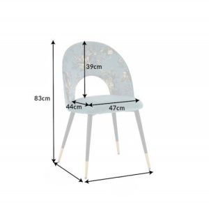 Set de 2 scaune moderne tapitate cu model floral Boutique turcoaz - Img 2