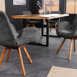 Set de 2 scaune pivotante Baltic stejar/ gri inchis - Img 4