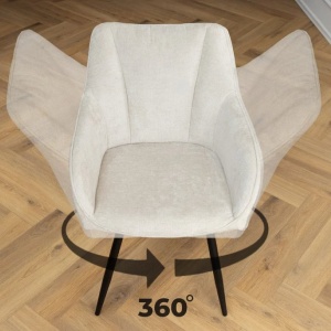 Set de 2 scaune pivotante, Metal Negru, Chenille Sampanie, AVIGNON A-46470 VC - Img 3