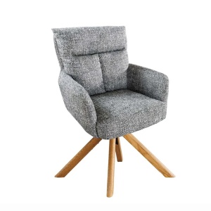 Set de 2 scaune pivotante picioare din lemn Big George verde texturat
