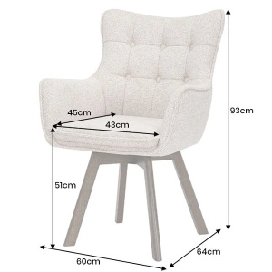 Set de 2 scaune pivotante picioare din lemn THOR bej - Img 8