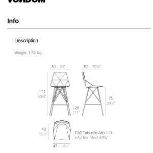 Set de 4 scaune de bar cu brate de exterior / interior design modern premium FAZ CHAIR 54164 - Img 6