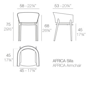 Set de 4 Scaune moderne cu brate de exterior / interior design premium AFRICA 65005 Vondom - Img 7