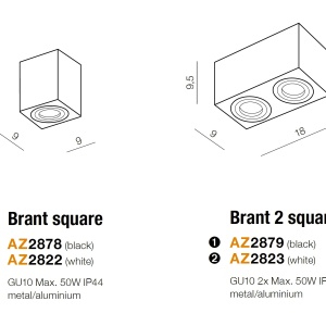 Spot aplicat pentru baie IP44 Brant 1 square alb - Img 3