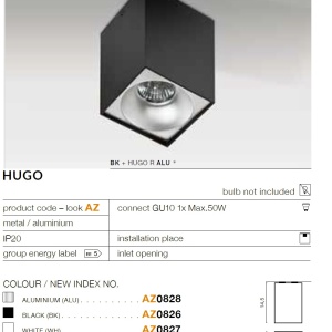 Spot aplicat tavan/plafon stil modern Hugo negru 69915 universul-luminii.ro