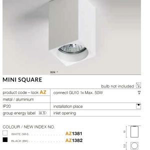 Spot aplicat tavan/plafon stil modern MINI SQUARE negru 69965 universul-luminii.ro