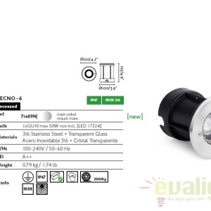 SPOT INCASTRABIL DE EXTERIOR TECNO-6 INOX 71489N 180455 universul-luminii.ro