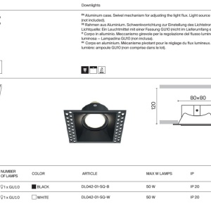 Spot incastrabil design tehnic Dot negru 11,2x11,2cm 172485 universul-luminii.ro