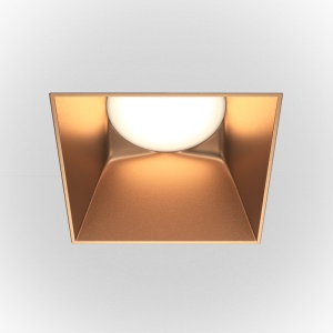 Spot incastrabil design tehnic Share alb, auriu mat 7,5x7,5cm