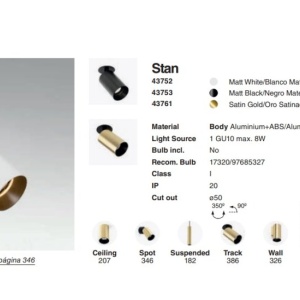 Spot incastrabil directionabil Stan, auriu satinat 121815 universul-luminii.ro