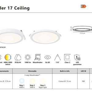 Spot incastrabil tavan fals, pentru baie IP44, LED 3-Step MOODMAKER, Sóller 17 221205 universul-luminii.ro