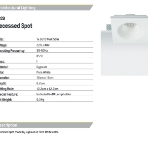 Spot incastrabil tavan Gypsum alb 155315 universul-luminii.ro