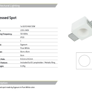 Spot incastrabil tavan Gypsum alb 155325 universul-luminii.ro
