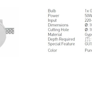 Spot incastrabil tavan Gypsum alb 233875 universul-luminii.ro