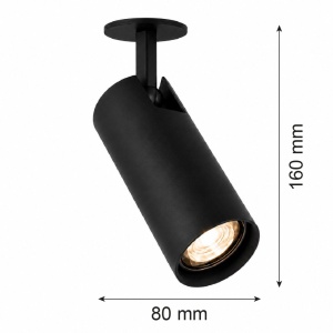 Spot incastrat directionabil cu bec GU10 Linca negru - Img 3