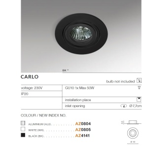 Spot incastrat directionabil de tavan/plafon CARLO negru 98125 universul-luminii.ro