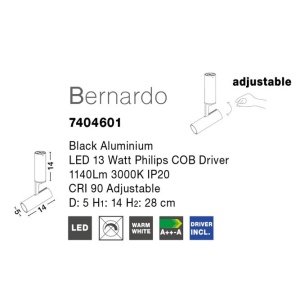 Spot LED aplicat, directionabil BERNARDO negru NVL-7404601 - Img 2