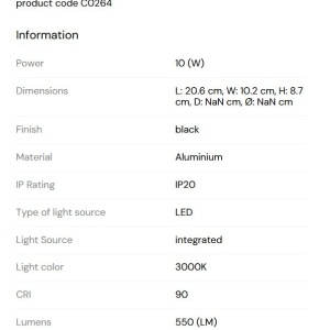 Spot LED Aplicat Directionabil Design Modern, Zeus 10w negru - Img 2