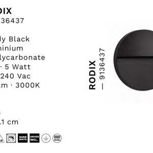 Spot LED aplicat iluminat scari exterior RODIX negru IP54 559855 universul-luminii.ro