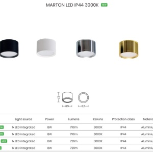 Spot LED aplicat tavan baie MARTON LED IP44 3000K auriu - Img 3