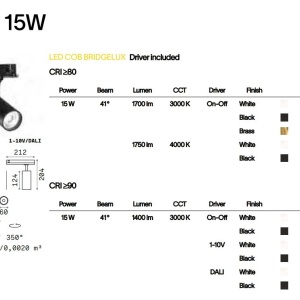 Spot LED directionabil pentru sina Link, FOX 15W CRI80 41° 3000K GD 126455 universul-luminii.ro