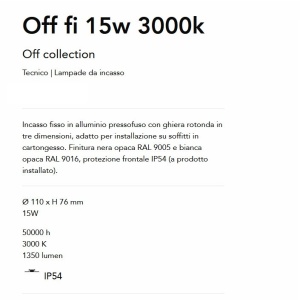 Spot LED incastrabil cu protectie IP54 Off fi 15w 3000k alb 165645 universul-luminii.ro