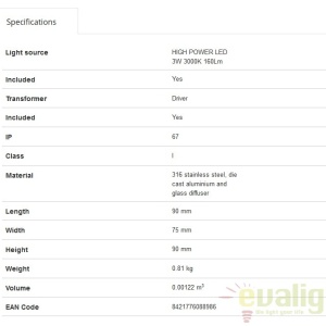 SPOT LED INCASTRABIL DE EXTERIOR Inox PATRAT 71499N 56365 universul-luminii.ro