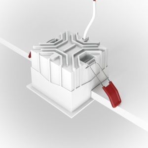 Spot LED incastrabil dimabil design tehnic Alpha alb 8,5x8,5cm, 3000K 44165 universul-luminii.ro