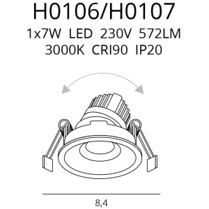 Spot LED incastrabil GALEXO H0106 negru cu inel negru 110075 universul-luminii.ro