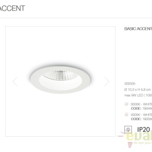 Spot LED incastrabil IP44 BASIC ACCENT 9W 3000K 48675 universul-luminii.ro
