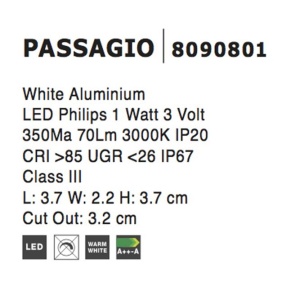 Spot LED incastrabil pentru scari IP67 PASSAGGIO alb 191215 universul-luminii.ro