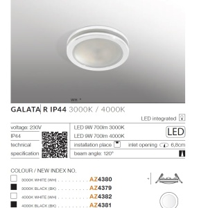 Spot LED incastrabil tavan/plafon baie GALATA R IP44 3000K negru 98015 universul-luminii.ro