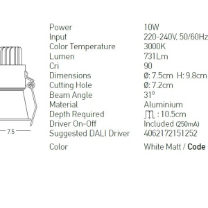 Spot LED incastrabil Trimless alb 10W 3000K 155345 universul-luminii.ro