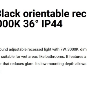 Spot LED incastrat directionabil IP44 KIVI negru 7W 3000K - Img 3