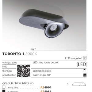 Spot LED modern directionabil aplicat tavan/plafon TORONTO 1 alb - Img 2