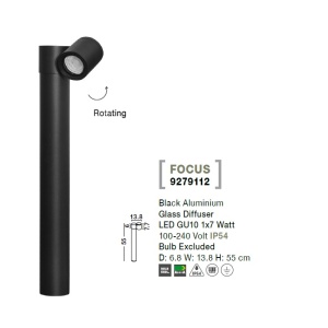 Stalp cu spot orientabil pentru iluminat exterior IP54 FOCUS H-55CM 190665 universul-luminii.ro