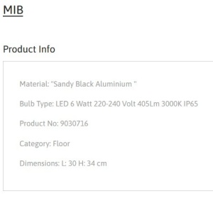 Stalp de exterior pentru terasa sau gradina, MIB H-34cm 233125 universul-luminii.ro
