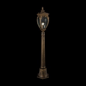 Stalp de exterior protectie IP44, Fleur H-113cm, negru cu auriu 201135 universul-luminii.ro