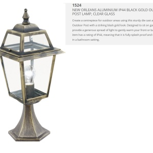 Stalp de iluminat exterior stil traditional IP44 New Orleans 1524 SRT 75465 universul-luminii.ro