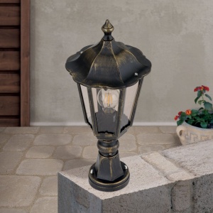 Stalp iluminat exterior stil clasic IP43 H45 Puchberg AL 11K/82503 schwarz-gold/rauch OR 631315 universul-luminii.ro