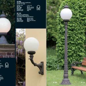 Stalp impunator cu 5 brate, iluminat exterior din fier forjat, inaltime 462cm, AL 6666 182315 universul-luminii.ro